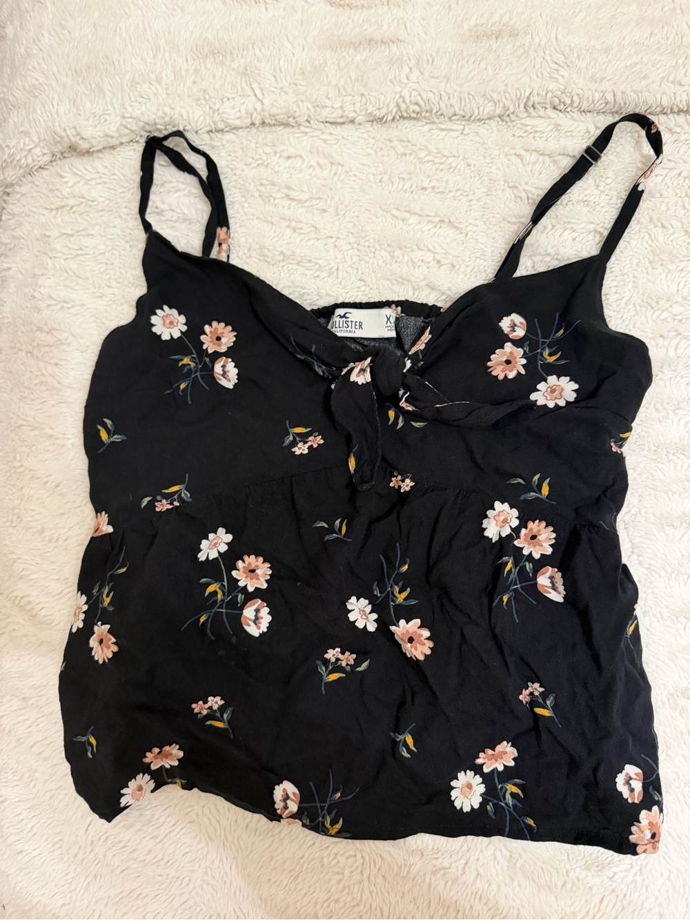 Hollister Black Floral Tie-Front Cami